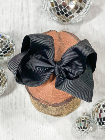4.5 inch black classic grosgrain hair bow