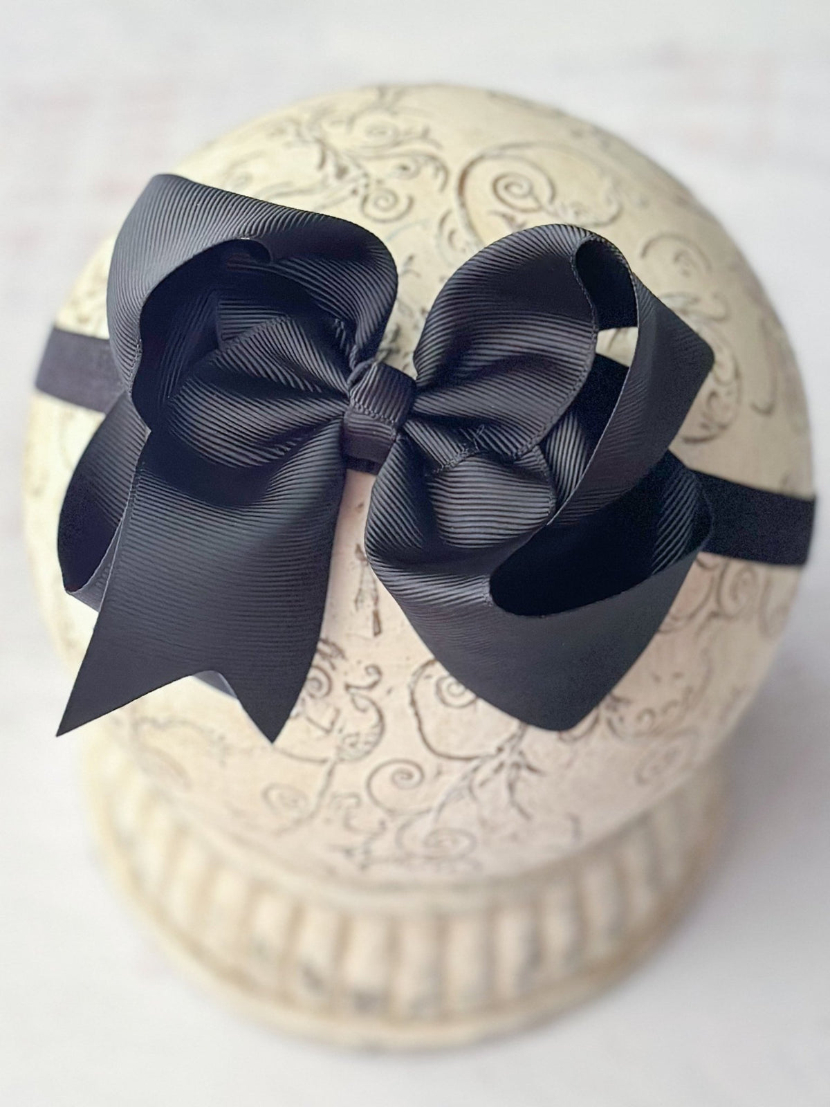 4.5 inch black grosgrain hair bow on satin headband