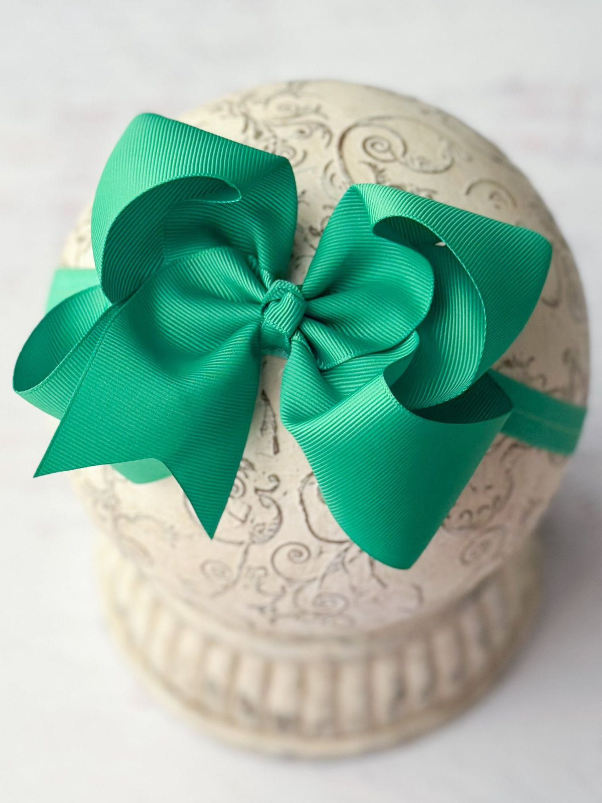 4.5 inch emerald grosgrain hair bow on satin headband
