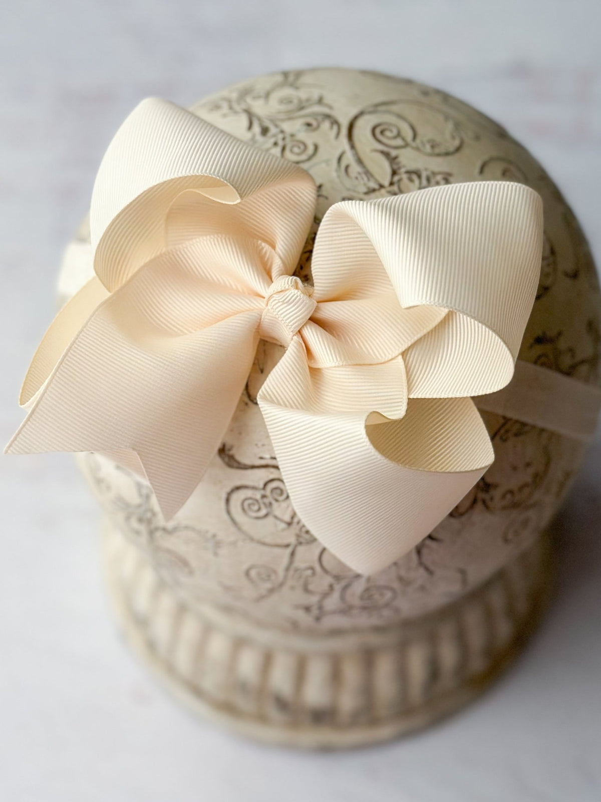 4.5 inch ivory grosgrain hair bow on satin headband