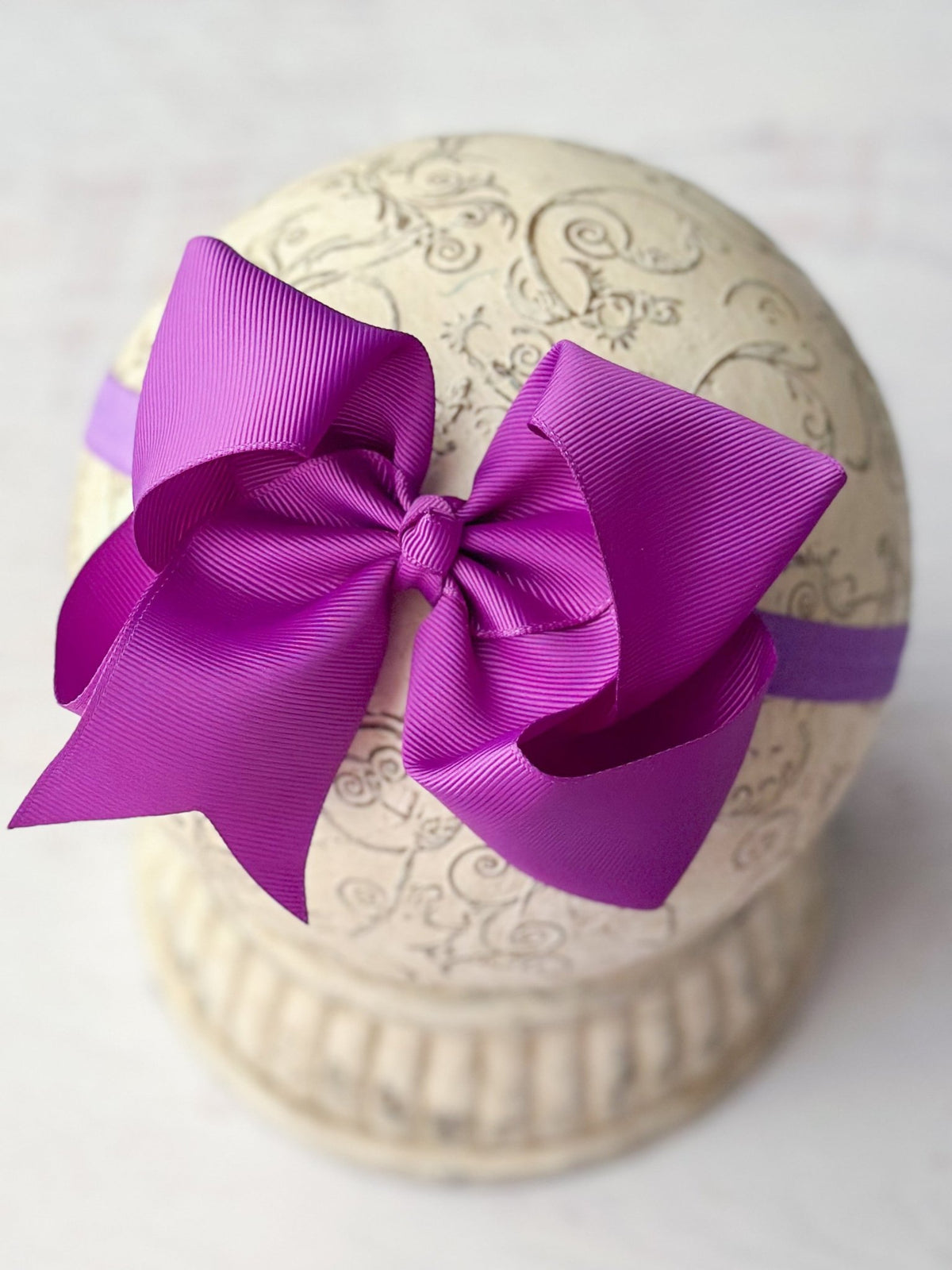 4.5 inch purple grosgrain hair bow on satin headband
