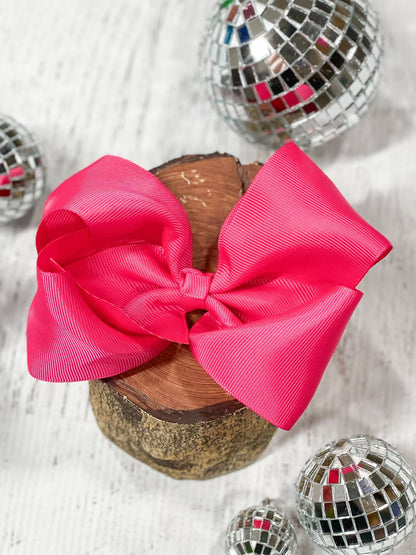 4.5 inch hot pink classic grosgrain hair bow