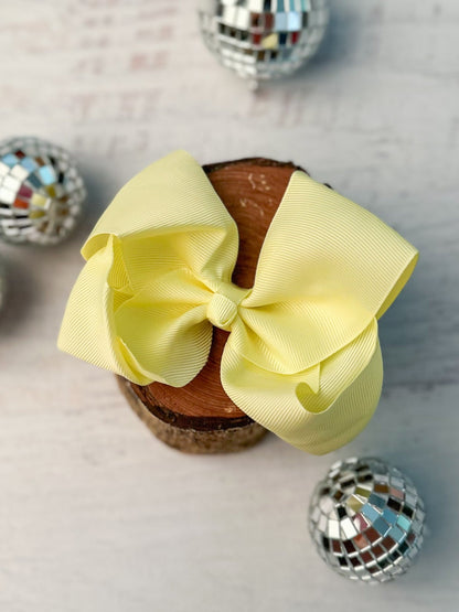 4.5 inch light yellow classic grosgrain hair bow