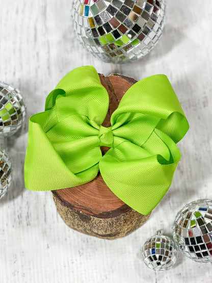 4.5 inch lime green classic grosgrain hair bow
