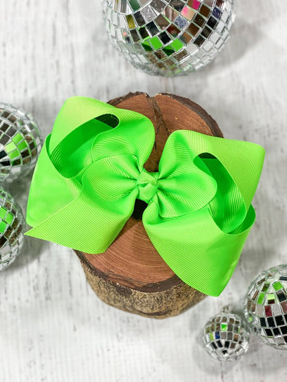 4.5 inch neon green classic grosgrain hair bow