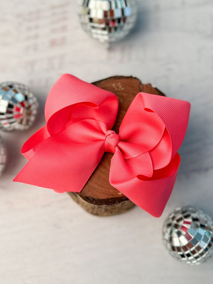 4.5 inch neon pink classic grosgrain hair bow