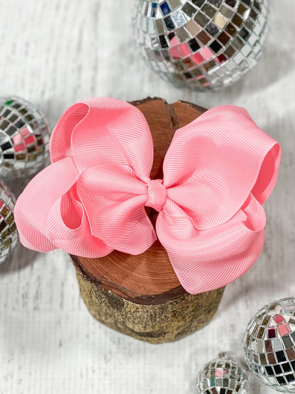 4.5 inch pink classic grosgrain hair bow