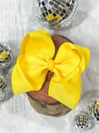 4.5 inch yellow classic grosgrain hair bow