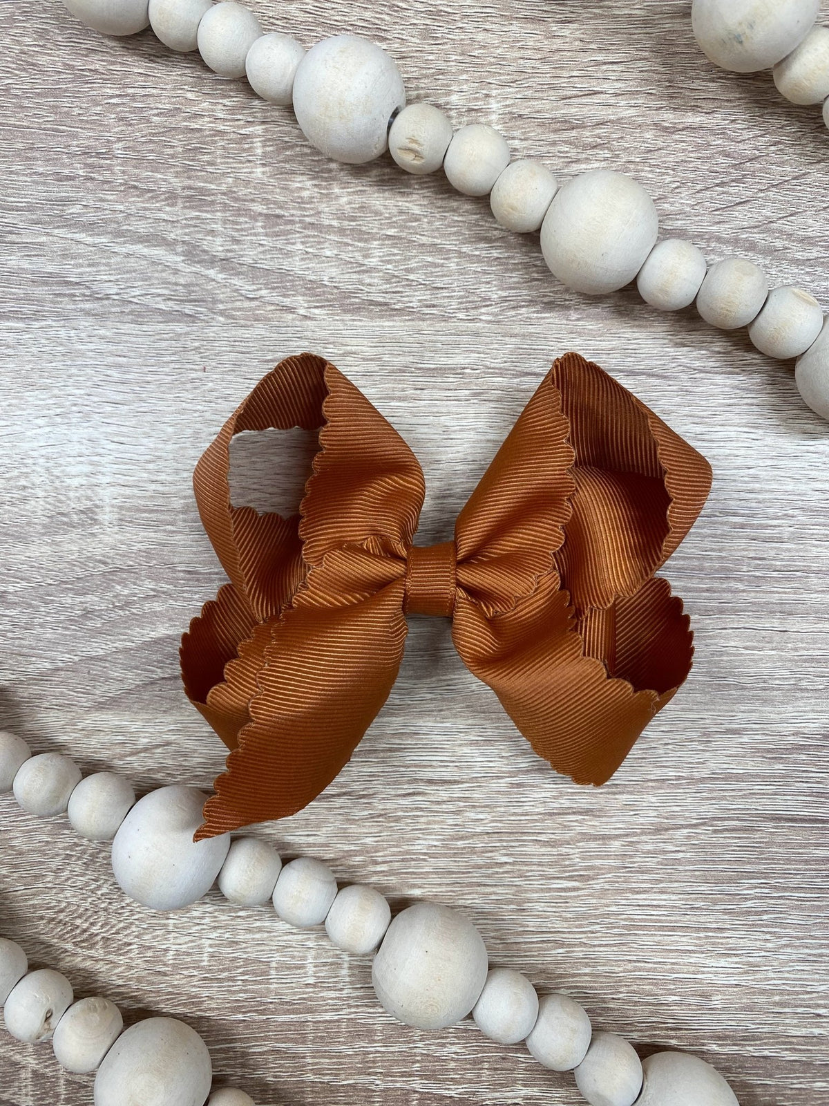 4.5 inch copper classic scalloped hair bow