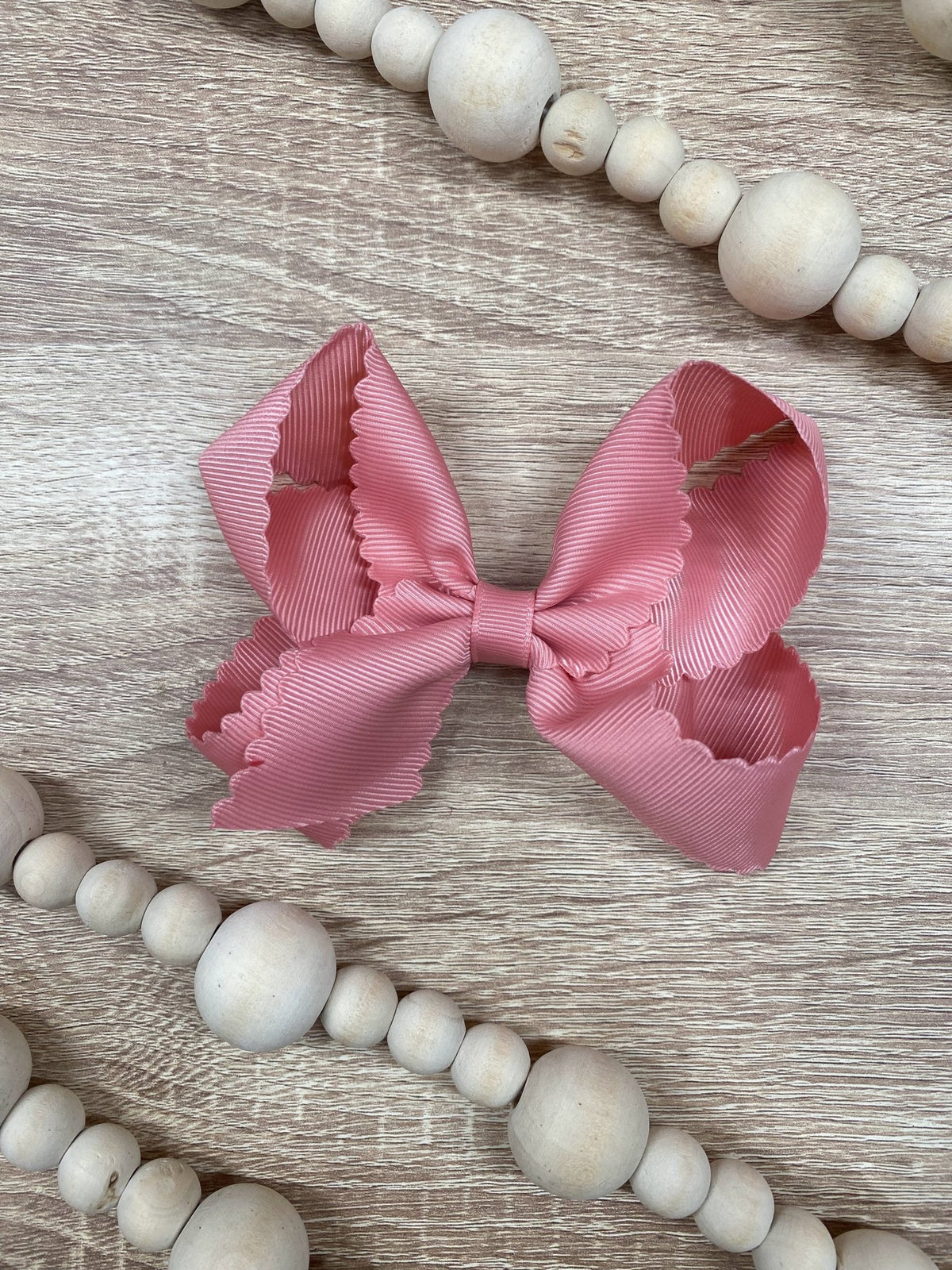 4.5 inch dusty rose classic scalloped hair bow