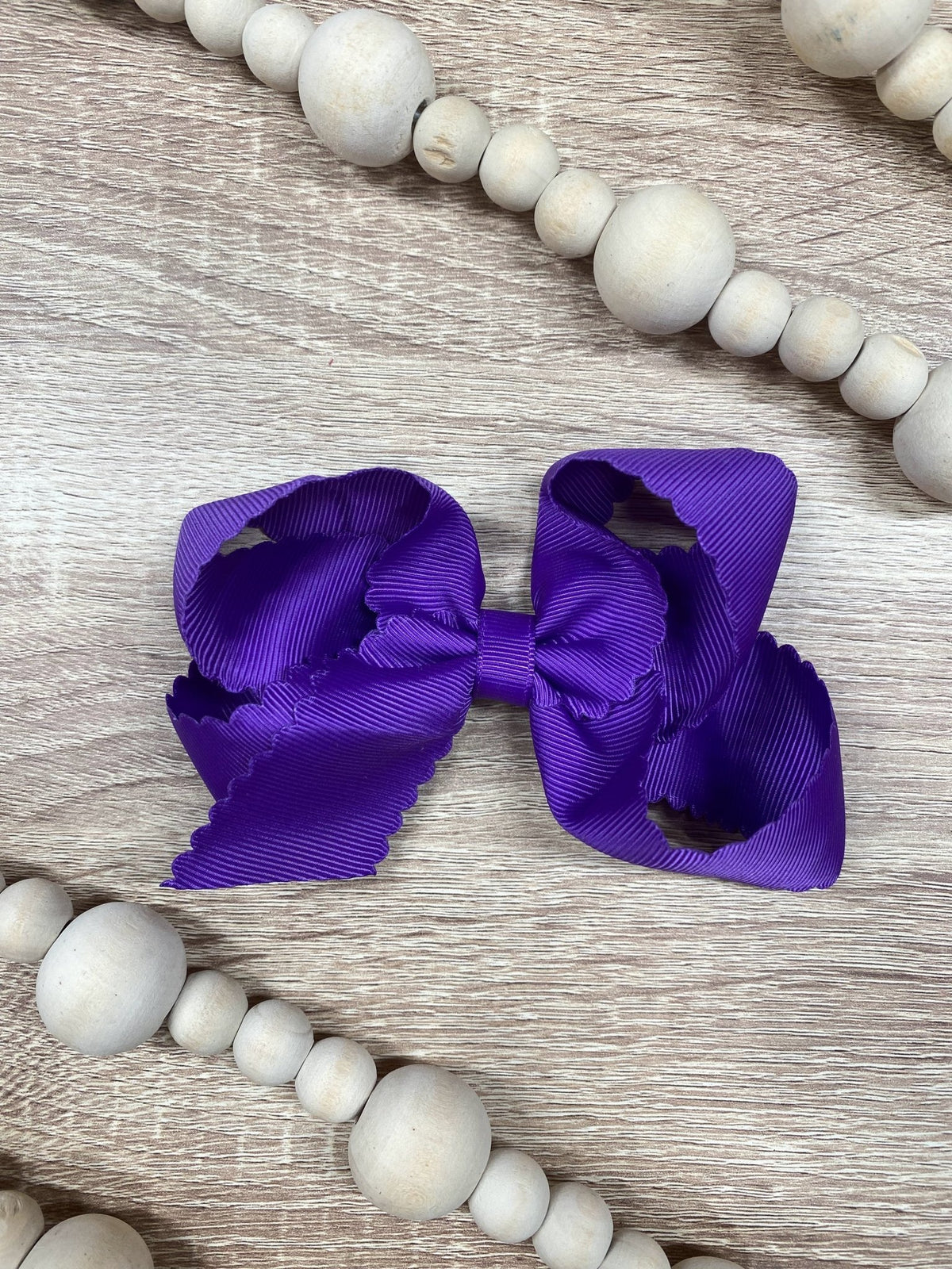 4.5 inch purple classic scalloped hair bow