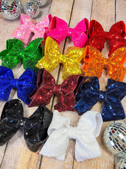 4.5 inch sequin hair bows in assorted colors