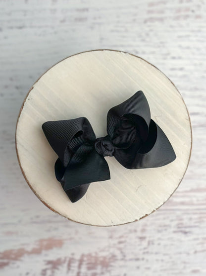 4 inch black essential grosgrain hair bow