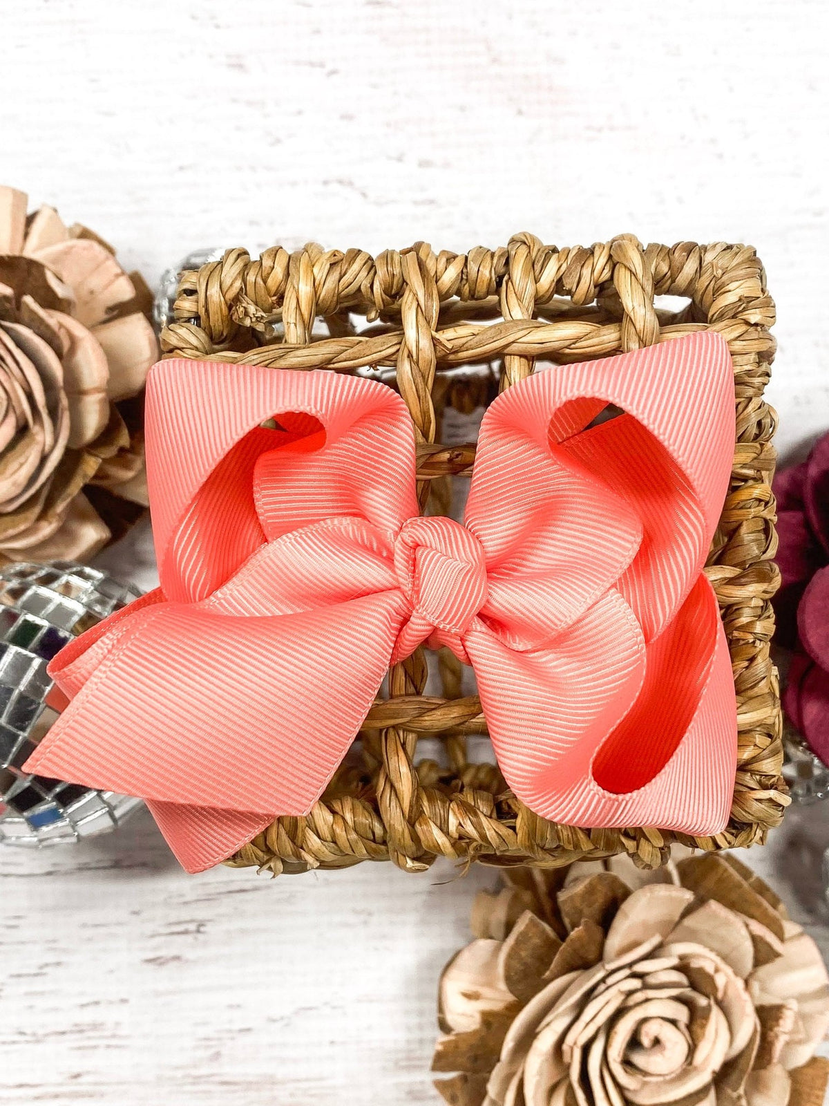 4 inch coral essential grosgrain hair bow