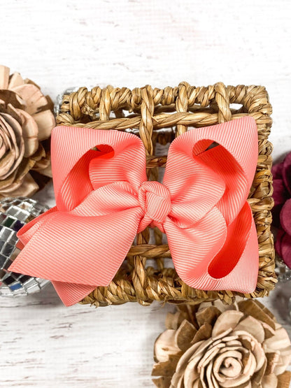 4 inch coral essential grosgrain hair bow