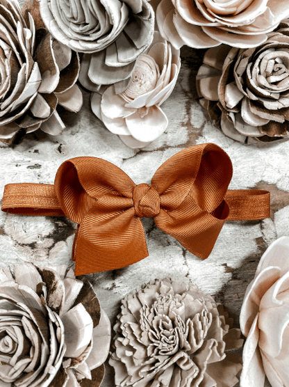 4 inch copper essential grosgrain hair bow on satin headband