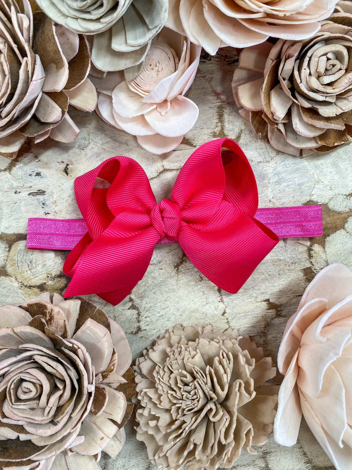 4 inch hot pink essential grosgrain hair bow on satin headband