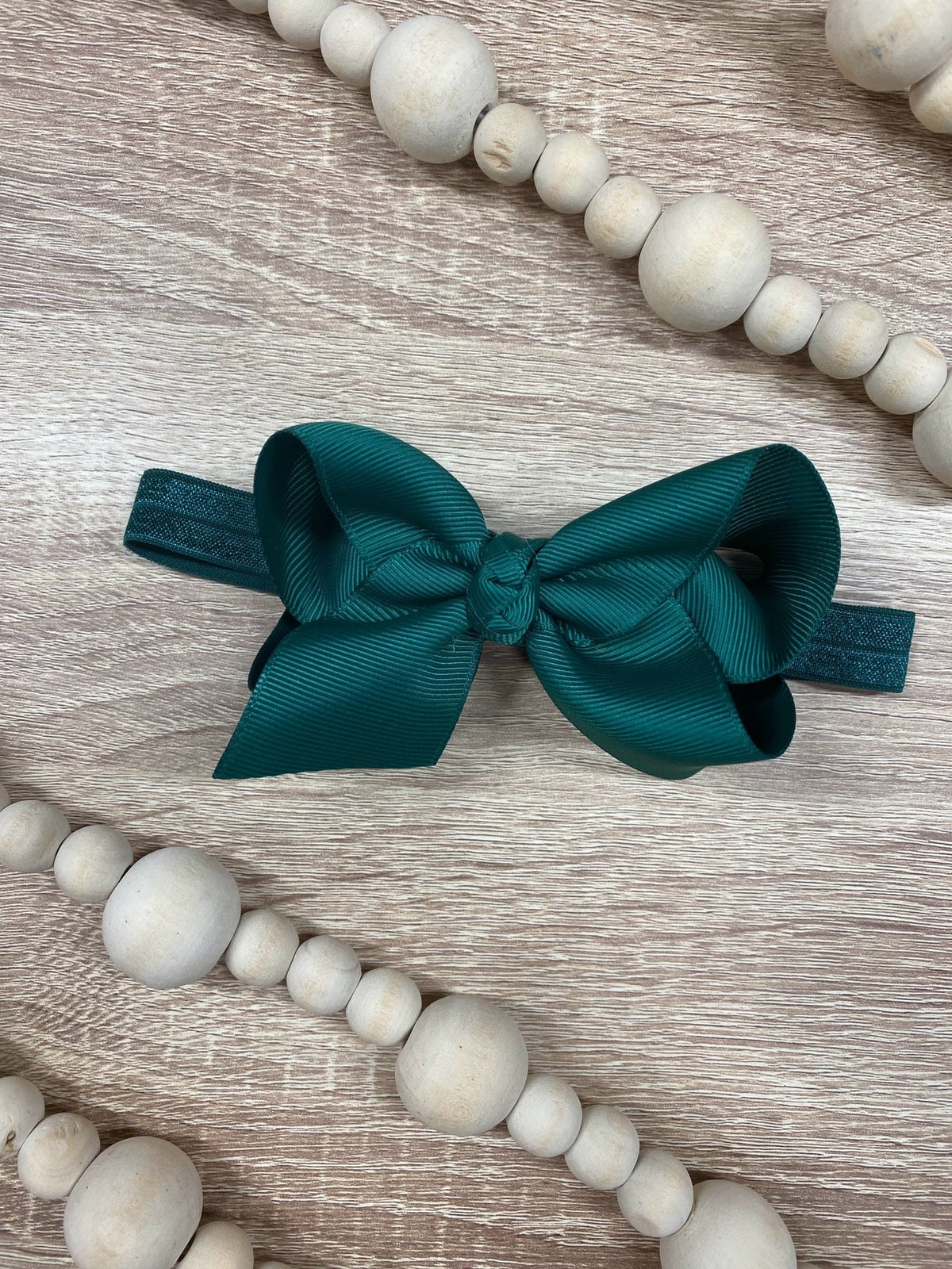 4 inch hunter green essential grosgrain hair bow on satin headband