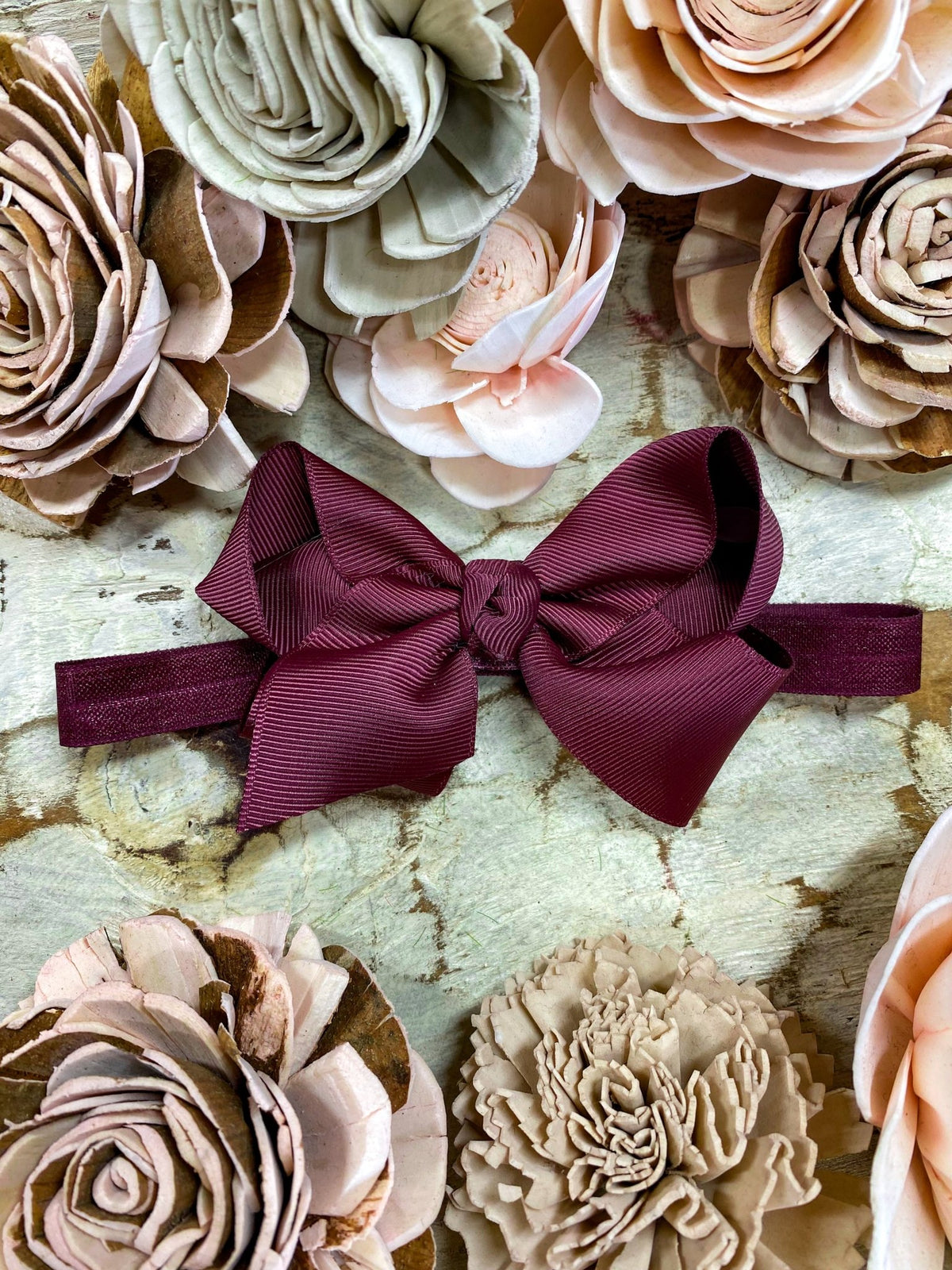 4 inch maroon essential grosgrain hair bow on satin headband