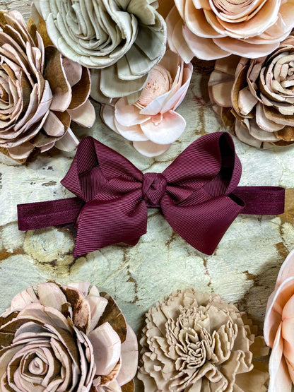 4 inch maroon essential grosgrain hair bow on satin headband