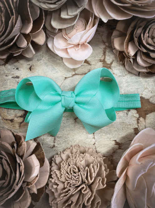4 inch mint essential grosgrain hair bow on satin headband