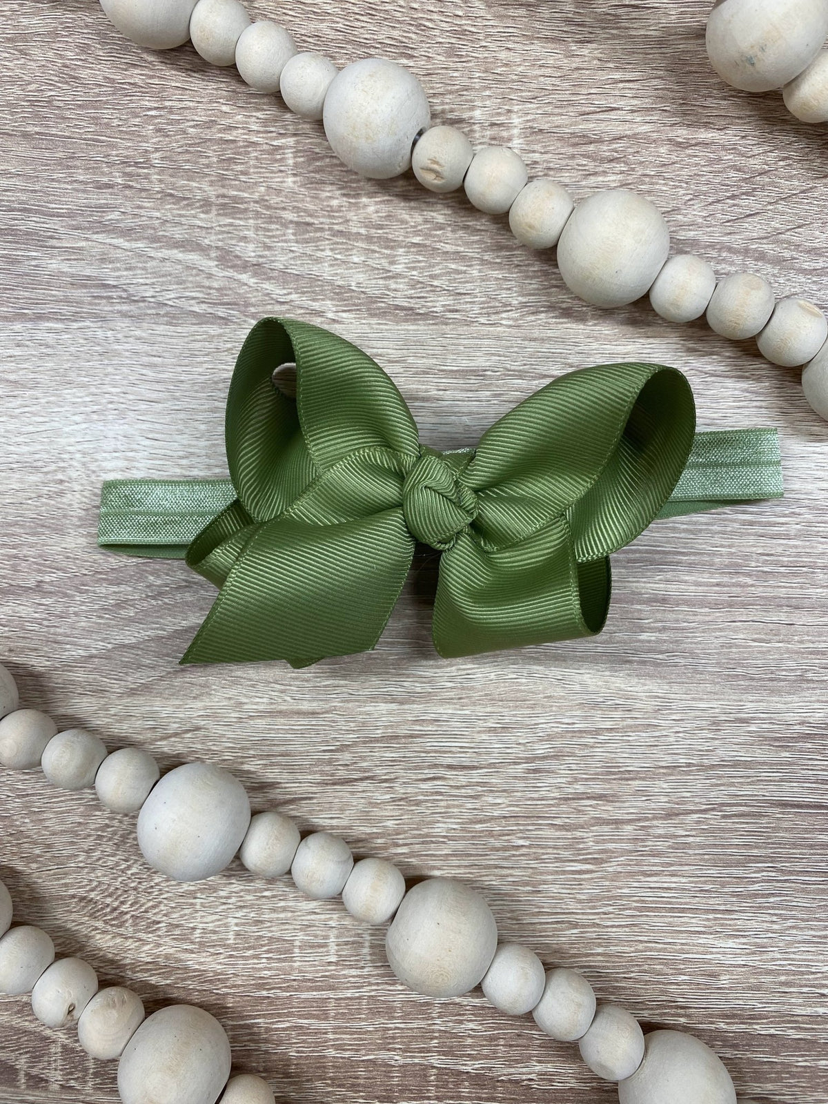 4 inch olive essential grosgrain hair bow on satin headband