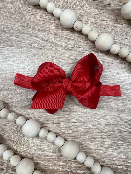 4 inch red essential grosgrain hair bow on satin headband