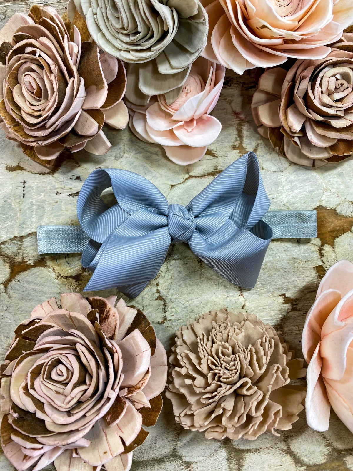 4 inch silver essential grosgrain hair bow on satin headband