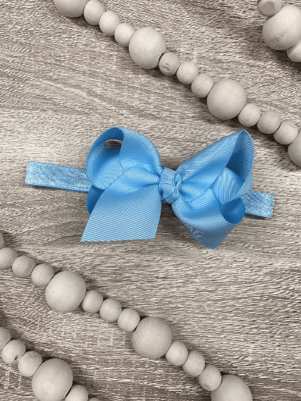 4 inch sky blue essential grosgrain hair bow on satin headband