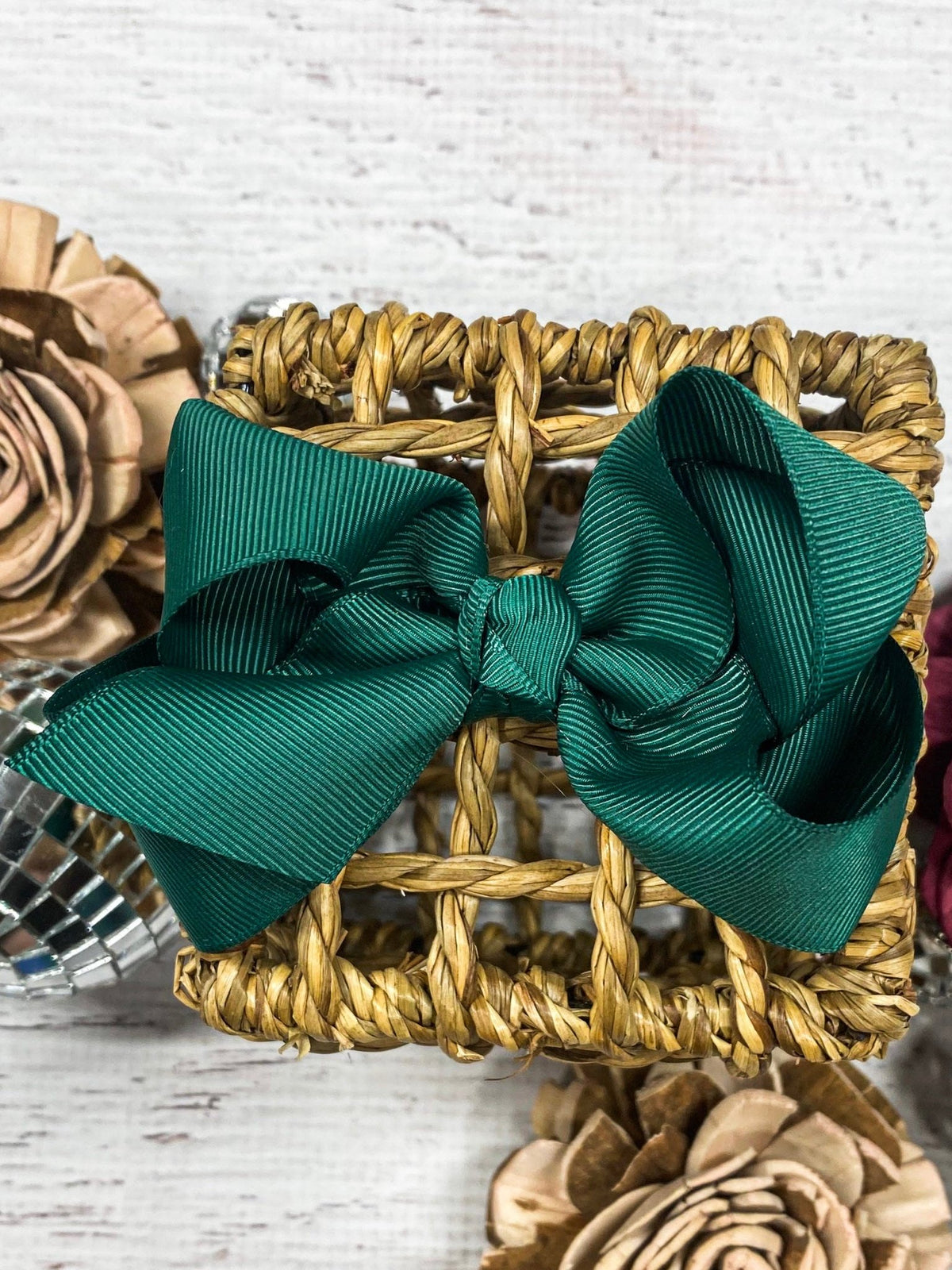 4 inch hunter green essential grosgrain hair bow