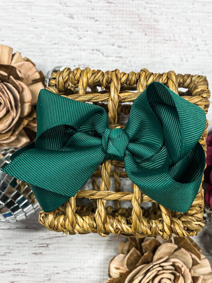 4 inch hunter green essential grosgrain hair bow