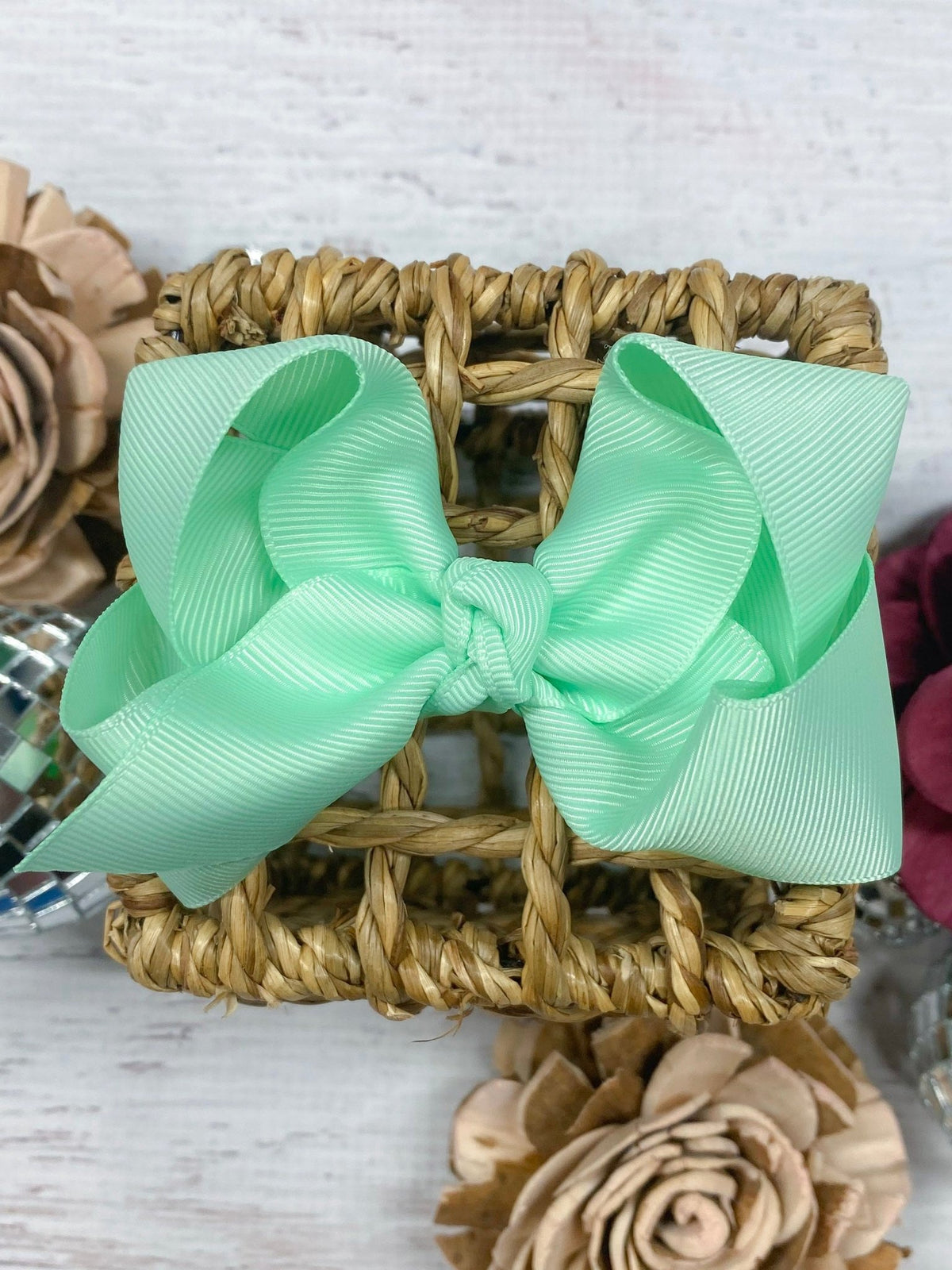4 inch mint essential grosgrain hair bow