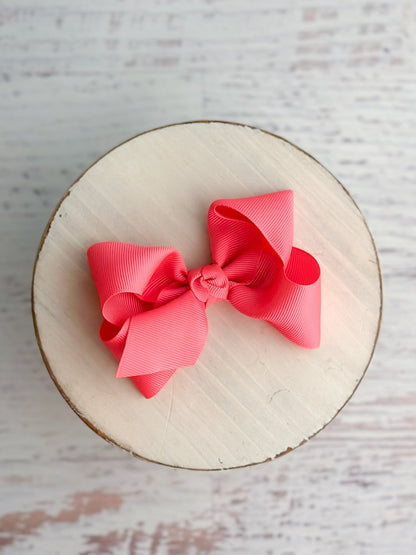 4 inch neon pink essential grosgrain hair bow