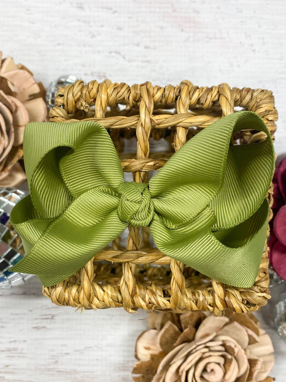 4 inch olive essential grosgrain hair bow