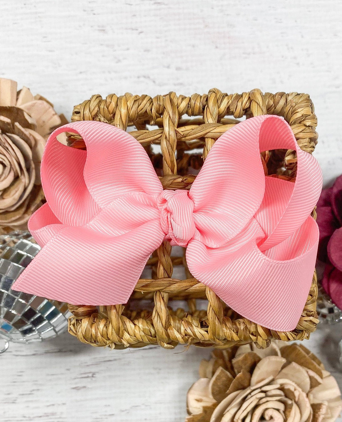 4 inch pink essential grosgrain hair bow