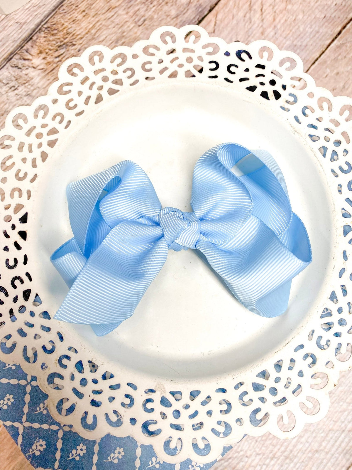 4 inch sky blue essential grosgrain hair bow