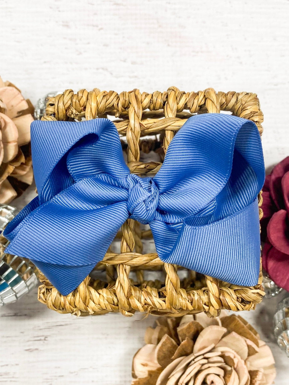 4 inch smoke blue essential grosgrain hair bow