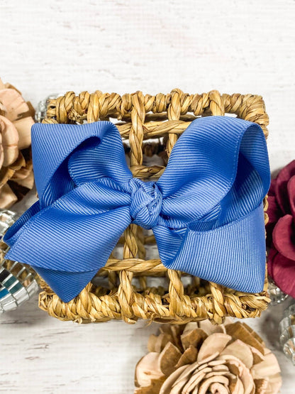 4 inch smoke blue essential grosgrain hair bow