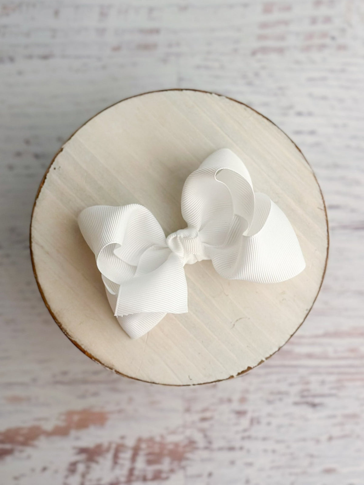 4 inch white essential grosgrain hair bow