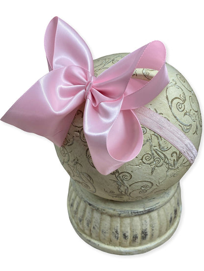 Decorative spool with a pink bow on a white background