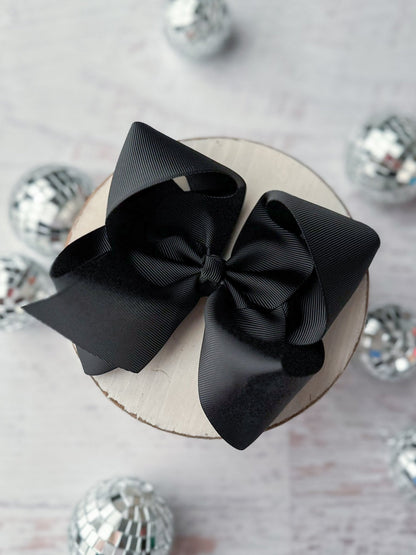 5.5 inch black oversize grosgrain hair bow