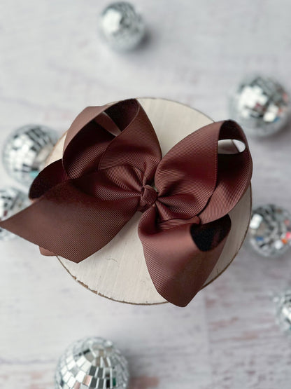 5.5 inch chocolate oversize grosgrain hair bow