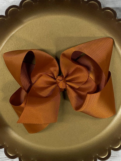 5.5 inch copper oversize grosgrain hair bow