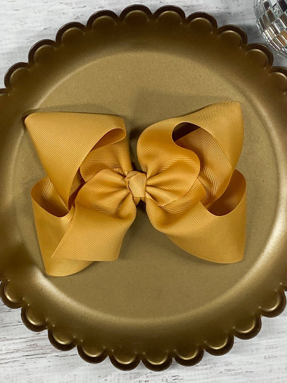 5.5 inch gold oversize grosgrain hair bow