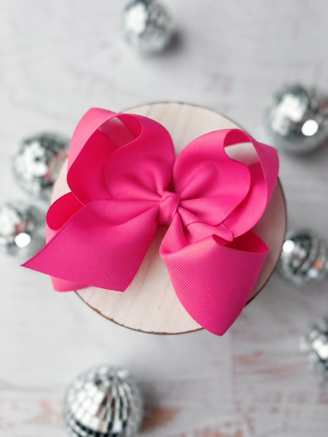 5.5 inch hot pink oversize grosgrain hair bow