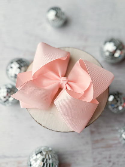 5.5 inch light pink oversize grosgrain hair bow