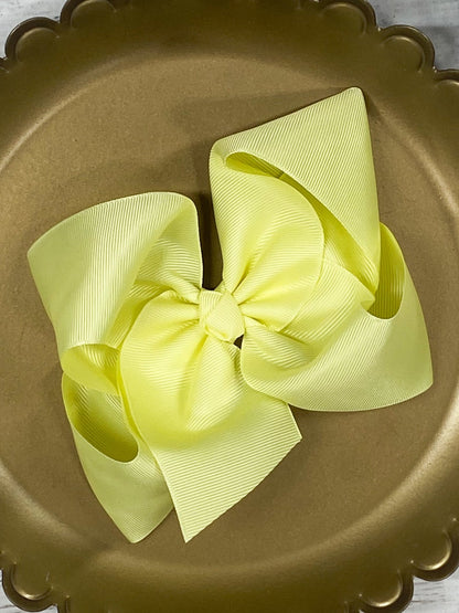 5.5 inch light yellow oversize grosgrain hair bow