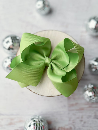 5.5 inch lime green oversize grosgrain hair bow