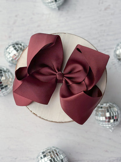5.5 inch maroon oversize grosgrain hair bow