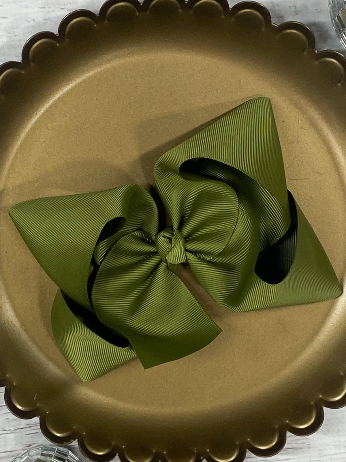 5.5 inch olive oversize grosgrain hair bow